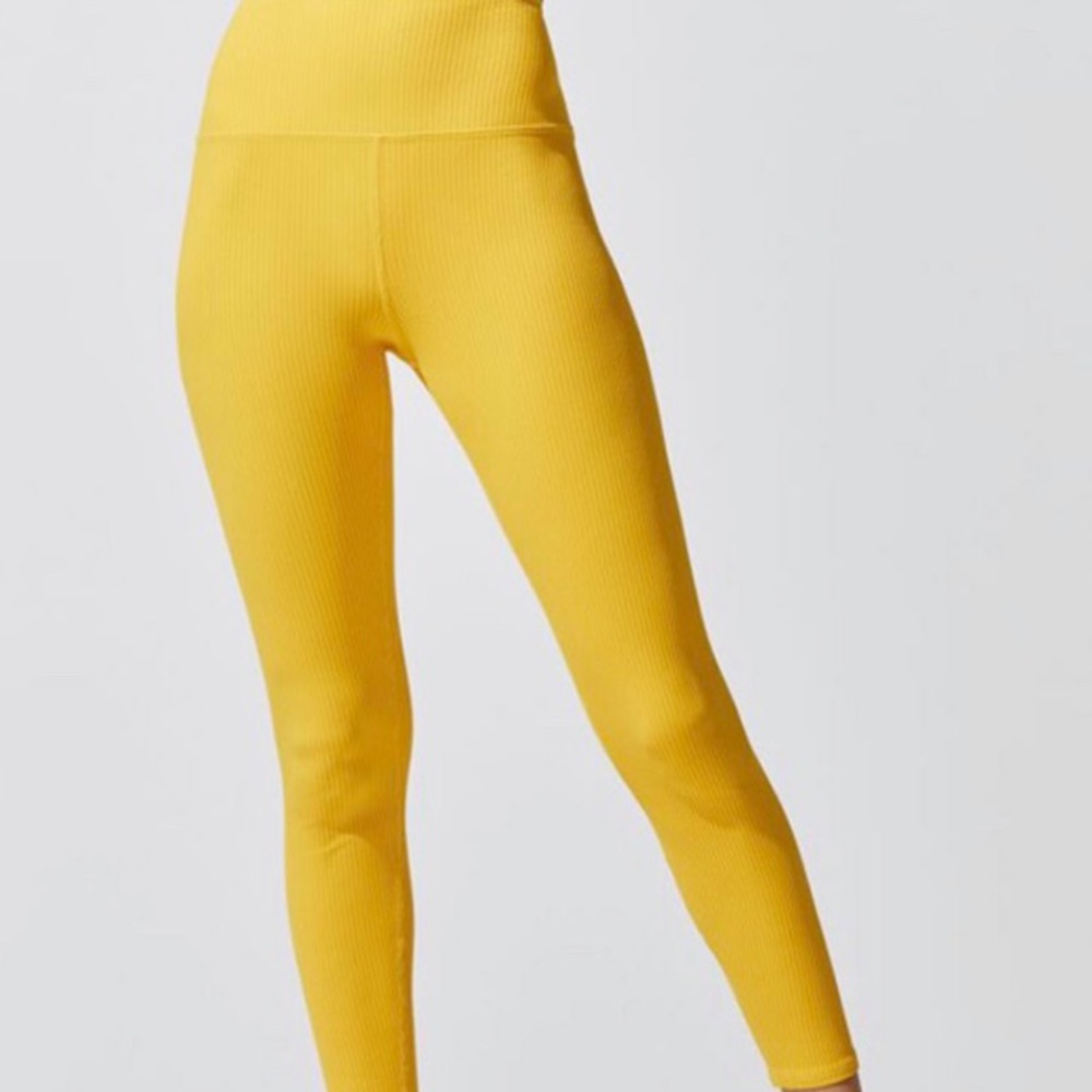 Carbon 38 yellow ribbed leggings